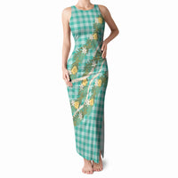Aloha Puakenikeni Anthurium Pikake Lei Tank Maxi Dress Marine Hawaiian Palaka Pattern LT9 Women Marine - Polynesian Pride