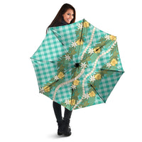 Aloha Puakenikeni Anthurium Pikake Lei Umbrella Marine Hawaiian Palaka Pattern
