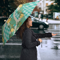 Aloha Puakenikeni Anthurium Pikake Lei Umbrella Marine Hawaiian Palaka Pattern