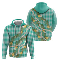 Aloha Puakenikeni Anthurium Pikake Lei Zip Hoodie Marine Hawaiian Palaka Pattern LT9 - Polynesian Pride