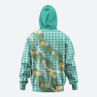 Aloha Puakenikeni Anthurium Pikake Lei Zip Hoodie Marine Hawaiian Palaka Pattern LT9 - Polynesian Pride