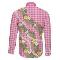 Aloha Puakenikeni Anthurium Pikake Lei Family Matching Mermaid Dress and Hawaiian Shirt Tropical Pink Hawaiian Palaka Pattern LT9 - Polynesian Pride
