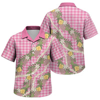 Aloha Puakenikeni Anthurium Pikake Lei Family Matching Puletasi and Hawaiian Shirt Tropical Pink Hawaiian Palaka Pattern LT9 Son's Shirt Pink - Polynesian Pride