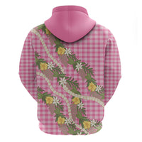 Aloha Puakenikeni Anthurium Pikake Lei Hoodie Tropical Pink Hawaiian Palaka Pattern