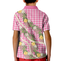 Aloha Puakenikeni Anthurium Pikake Lei Kid Polo Shirt Tropical Pink Hawaiian Palaka Pattern