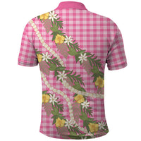 Aloha Puakenikeni Anthurium Pikake Lei Polo Shirt Tropical Pink Hawaiian Palaka Pattern LT9 - Polynesian Pride