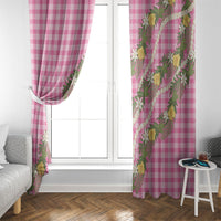 Aloha Puakenikeni Anthurium Pikake Lei Window Curtain Tropical Pink Hawaiian Palaka Pattern LT9 - Polynesian Pride