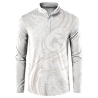 Hawaii Plumeria Lokelani Pikake Lei Button Sweatshirt Sandy Beige Polynesian Tattoo