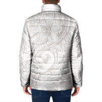 Hawaii Plumeria Lokelani Pikake Lei Padded Jacket Sandy Beige Polynesian Tattoo