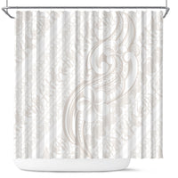Hawaii Plumeria Lokelani Pikake Lei Shower Curtain Sandy Beige Polynesian Tattoo