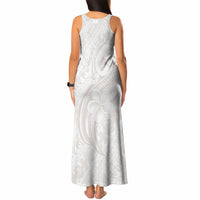 Hawaii Plumeria Lokelani Pikake Lei Tank Maxi Dress Sandy Beige Polynesian Tattoo LT9 - Polynesian Pride