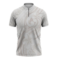 Hawaii Plumeria Lokelani Pikake Lei Zipper Polo Shirt Sandy Beige Polynesian Tattoo LT9 Beige - Polynesian Pride