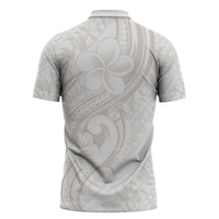 Hawaii Plumeria Lokelani Pikake Lei Zipper Polo Shirt Sandy Beige Polynesian Tattoo LT9 - Polynesian Pride