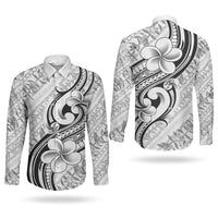 Hawaii Plumeria Lokelani Pikake Lei Couples Matching Mermaid Dress and Long Sleeve Button Shirt Ele'ele Polynesian Tattoo LT9 - Polynesian Pride