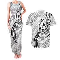 Hawaii Plumeria Lokelani Pikake Lei Couples Matching Tank Maxi Dress and Hawaiian Shirt Ele'ele Polynesian Tattoo LT9 Black - Polynesian Pride