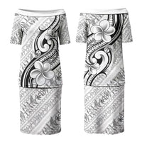 Hawaii Plumeria Lokelani Pikake Lei Family Matching Puletasi and Hawaiian Shirt Ele'ele Polynesian Tattoo LT9 Mom's Dress Black - Polynesian Pride