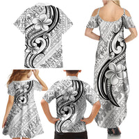 Hawaii Plumeria Lokelani Pikake Lei Family Matching Summer Maxi Dress and Hawaiian Shirt Ele'ele Polynesian Tattoo LT9 - Polynesian Pride