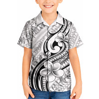 Hawaii Plumeria Lokelani Pikake Lei Kid Hawaiian Shirt Ele'ele Polynesian Tattoo LT9 Kid Black - Polynesian Pride
