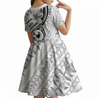 Hawaii Plumeria Lokelani Pikake Lei Kid Short Sleeve Dress Ele'ele Polynesian Tattoo LT9 - Polynesian Pride