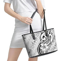 Hawaii Plumeria Lokelani Pikake Lei Leather Tote Bag Ele'ele Polynesian Tattoo