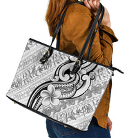 Hawaii Plumeria Lokelani Pikake Lei Leather Tote Bag Ele'ele Polynesian Tattoo