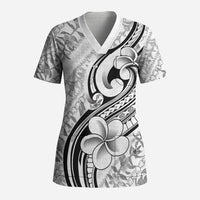 Hawaii Plumeria Lokelani Pikake Lei Scrub Top Ele'ele Polynesian Tattoo