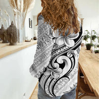 Hawaii Plumeria Lokelani Pikake Lei Women Casual Shirt Ele'ele Polynesian Tattoo