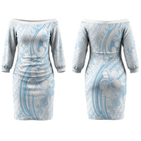 Hawaii Plumeria Lokelani Pikake Lei Couples Matching Off The Shoulder Long Sleeve Dress and Long Sleeve Button Shirt Uliuli Polynesian Tattoo LT9 - Polynesian Pride