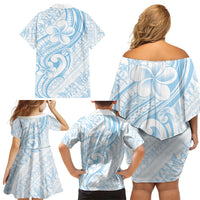 Hawaii Plumeria Lokelani Pikake Lei Family Matching Off Shoulder Short Dress and Hawaiian Shirt Uliuli Polynesian Tattoo LT9 - Polynesian Pride