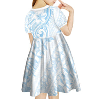 Hawaii Plumeria Lokelani Pikake Lei Kid Short Sleeve Dress Uliuli Polynesian Tattoo
