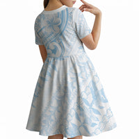Hawaii Plumeria Lokelani Pikake Lei Kid Short Sleeve Dress Uliuli Polynesian Tattoo LT9 - Polynesian Pride