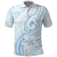 Hawaii Plumeria Lokelani Pikake Lei Polo Shirt Uliuli Polynesian Tattoo LT9 Blue - Polynesian Pride