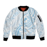 Hawaii Plumeria Lokelani Pikake Lei Sleeve Zip Bomber Jacket Uliuli Polynesian Tattoo