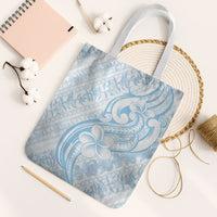 Hawaii Plumeria Lokelani Pikake Lei Tote Bag Uliuli Polynesian Tattoo LT9 White Strap One Size Blue - Polynesian Pride
