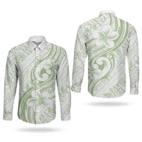 Hawaii Plumeria Lokelani Pikake Lei Couples Matching Mermaid Dress and Long Sleeve Button Shirt Oma'oma'o Polynesian Tattoo LT9 - Polynesian Pride