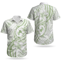 Hawaii Plumeria Lokelani Pikake Lei Couples Matching Off Shoulder Maxi Dress and Hawaiian Shirt Oma'oma'o Polynesian Tattoo LT9 - Polynesian Pride