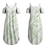 Hawaii Plumeria Lokelani Pikake Lei Couples Matching Summer Maxi Dress and Hawaiian Shirt Oma'oma'o Polynesian Tattoo LT9 - Polynesian Pride