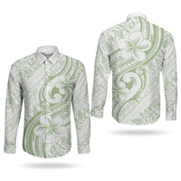 Hawaii Plumeria Lokelani Pikake Lei Couples Matching Summer Maxi Dress and Long Sleeve Button Shirt Oma'oma'o Polynesian Tattoo LT9 - Polynesian Pride