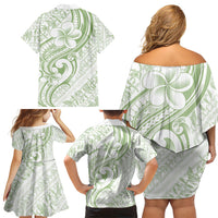 Hawaii Plumeria Lokelani Pikake Lei Family Matching Off Shoulder Short Dress and Hawaiian Shirt Oma'oma'o Polynesian Tattoo LT9 - Polynesian Pride