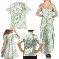 Hawaii Plumeria Lokelani Pikake Lei Family Matching Summer Maxi Dress and Hawaiian Shirt Oma'oma'o Polynesian Tattoo LT9 - Polynesian Pride