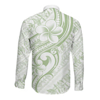 Hawaii Plumeria Lokelani Pikake Lei Long Sleeve Button Shirt Oma'oma'o Polynesian Tattoo LT9 - Polynesian Pride