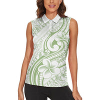 Hawaii Plumeria Lokelani Pikake Lei Women Sleeveless Polo Shirt Oma'oma'o Polynesian Tattoo LT9 - Polynesian Pride