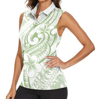 Hawaii Plumeria Lokelani Pikake Lei Women Sleeveless Polo Shirt Oma'oma'o Polynesian Tattoo LT9 - Polynesian Pride