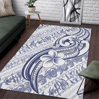 Hawaii Plumeria Lokelani Pikake Lei Area Rug Navy Blue Polynesian Tattoo