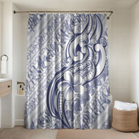 Hawaii Plumeria Lokelani Pikake Lei Bathroom Set Navy Blue Polynesian Tattoo