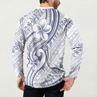 Hawaii Plumeria Lokelani Pikake Lei Button Sweatshirt Navy Blue Polynesian Tattoo
