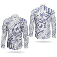 Hawaii Plumeria Lokelani Pikake Lei Couples Matching Tank Maxi Dress and Long Sleeve Button Shirt Navy Blue Polynesian Tattoo LT9 - Polynesian Pride