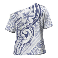 Hawaii Plumeria Lokelani Pikake Lei Cross Shoulder Shirt Navy Blue Polynesian Tattoo