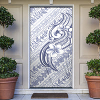 Hawaii Plumeria Lokelani Pikake Lei Door Cover Navy Blue Polynesian Tattoo
