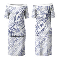 Hawaii Plumeria Lokelani Pikake Lei Family Matching Puletasi and Hawaiian Shirt Navy Blue Polynesian Tattoo LT9 Mom's Dress Navy Blue - Polynesian Pride